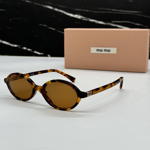NEW MIU MIU MU 04ZS OVAL HAVANA BROWN SUNGLASSES MU04ZS 19P2Z1 WOMEN MIU MIU main image 5